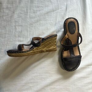 Born Brown Vintage Wedge Sandals